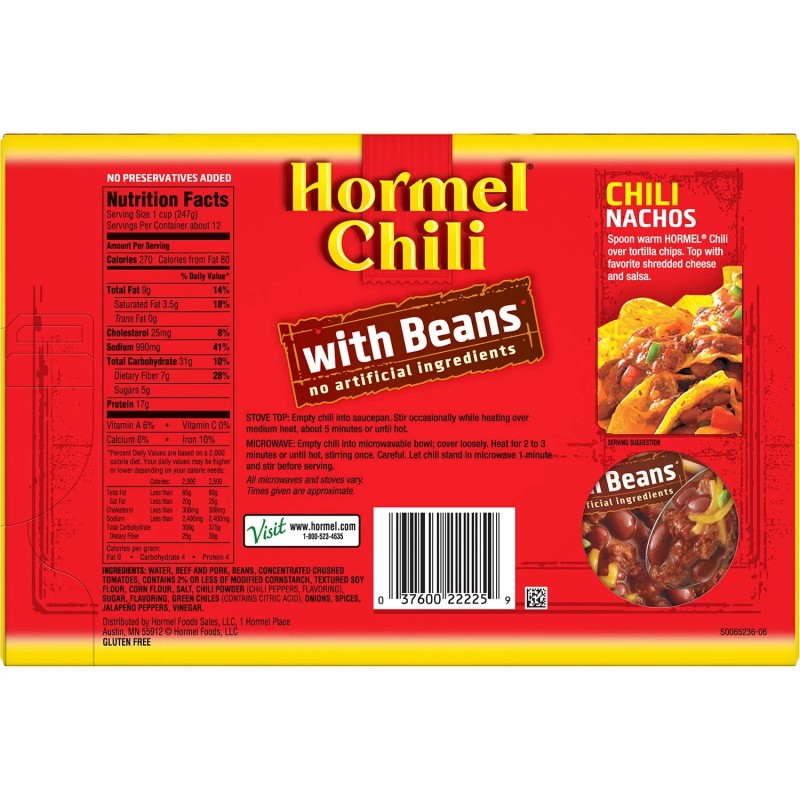 Hormel Chili with Beans 15 oz., 12 pk.