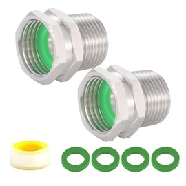SNUTUYA 304 Stainless Steel Garden Hose Drinking-safe Adapter - 3/4" GHT Female x 3/4" NPT Male Heavy Duty Forge Garden Hose to Pipe Fitting Connectors,2 PCS…