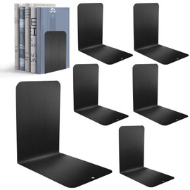 Sprifityy Sprifityy 6 Stück Buchstütze aus Metall,15 * 15 * 10 cm mit Rutschfester Matte Buchstütze,Leseständer Notenständer,für Schule, Büro und Zuhause,Schwarz