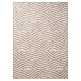 Nicole Miller New York Patio Country Ombre Geo Indoor Outdoor Area Rug, UV Fade Resistant, Low Pile, Beige/Cream, 5'2"x7'2"