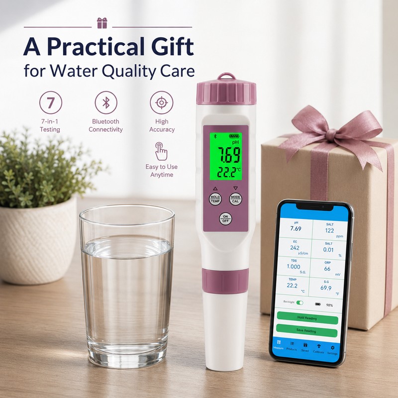 7-in-1 Bluetooth Water Tester for Aquariums & Hydroponics – pH,