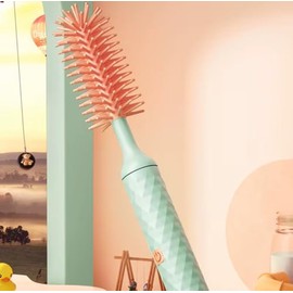 Electric Baby Bottle Brush Set with Rechargeable Electric Bottle Brush Cleaner and Replaceable Silicone Bottle Brushes and Straw Brush Cleaner, Waterproof Multi-Purpose Cleaning Brush (Green)