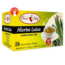Peruchef Te Hierba Luisa 20 Sobres Filtrantes | 20 Tea Bags of Lemon Grass from Peru 3 Pack