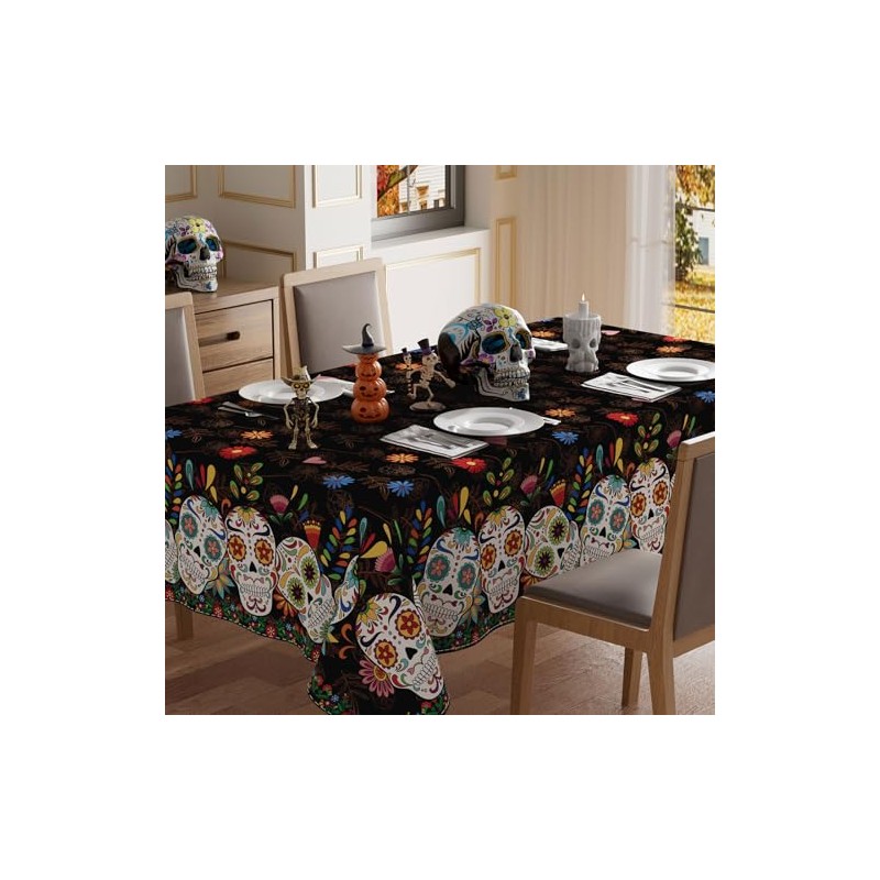 XCHI Dia De Los Muertos - Mantel rectangular lavable, estilo