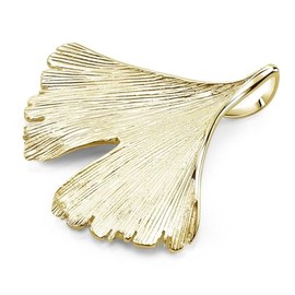 Materia Women's Gingko Leaf Jewellery Pendant 925 Silver Gold Rose Gold with Chain, Dimensions: