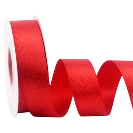 Valentines Ribbon Gift Box Decoration Ribbon Gift Wrapping, Shiny Metal Ribbon, DIY Crafts Bow Knot Garland and Home Decoration 1 inch Wide and 16 Yards (Red)