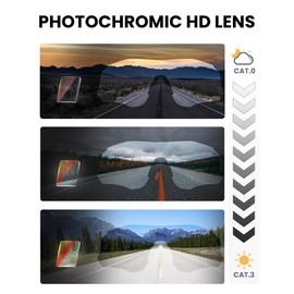 OutdoorMaster HawkSharp HD Photochromic Sport Sunglasses for Men Women, TR90 UV400 Protection Cycling Sunglasses, Baseball Running Golf Driving