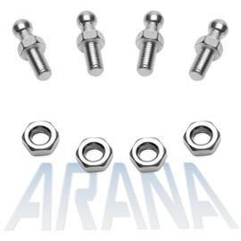 ARANA 10 mm Ball Bolt with Hardware, 5/16 Inch-18 Thread x 5/8 Inch Long Shaft Ball Screws for Gas Struts Springs Lift Support End Fitting, Pack of 4, Silver