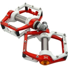 Redlution Bike Pedals Aluminum Alloy CNC bearing Shock Absorption Bicycle Cycling Pedals for Mountain And Road,1 Pair (Red)