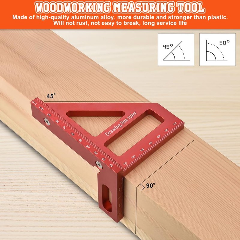 square protractor,Multi Angle Measuring Ruler, Aluminum Alloy Woodworking Square Protractor,