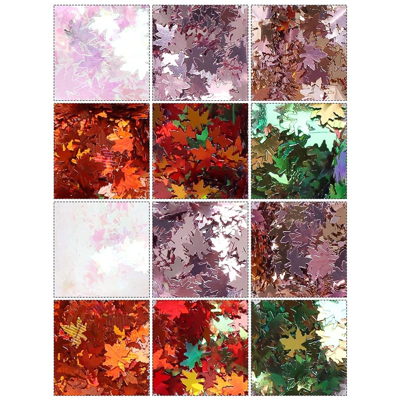 EBANKU Fallen Maple Leaf Nail Art Sequins, Autumn Nails Art