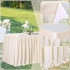 Partisky Ivory Polyester Table Skirt for Rectangle Tables 6ft, Wrinkle