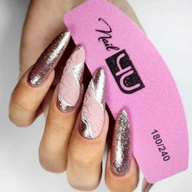 2Pcs Nail Buffers Half Moon Shape Double Sided 180/240 grit Sanding Blocks Sponge Nail Buffer Tools for Natural Nails Artificial Nails Acrylic Gel Tips