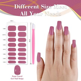 XEAOHESY 32pcs Semi Cured Gel Nail Strips, Needs to Be Cured With a Lamp, Easy to Apply and Remove, Waterproof and Long-Lasting(Rich Grape Purple)