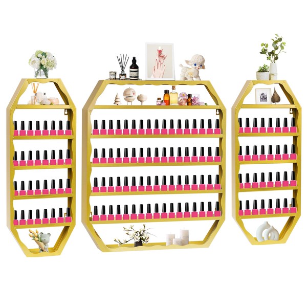EBANKU Hexagon Nail Polish Racks Heavy Duty Nail Shelfs for