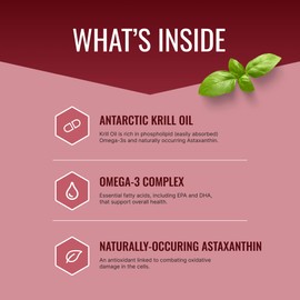 Approved Science Krill Oil - 2000mg Antarctic Krill Oil, 650mcg Astaxanthin - 260mg EPA, 160mg DHA - 60 Softgels - 1 Month Supply