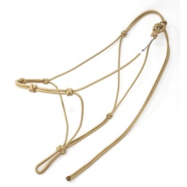 Knotty Girlz 4 Knot Horse Rope Training Halter - 3/16" (5mm) Very Thin! Stiff Polyester Halter Rope (Beige, Small)