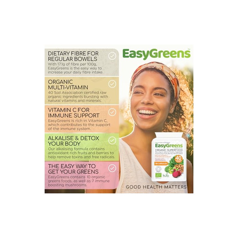 EasyGreens - Organic Super Greens Capsules – 100 Vegan Capsules