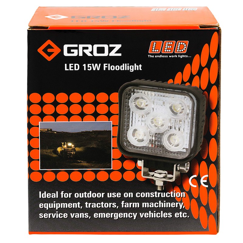 Groz 55016 Work light LED Floodlight, 15W, with 5 LED's