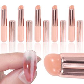 WOKOTO 5pcs Red Silicone Ombre Nail Brushes, Silicone Nail Tools Gradient Design Ombre Brush For Nails, Nail Powder Dip Tools Chrome Applicator, French Nail Design Nail Art Brush For Acrylic Nails