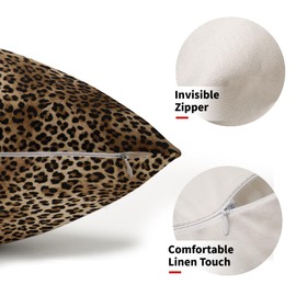 Black Brown Leopard Print Lumbar Pillow Covers 12X20 Inch Set of 2 Cheetah Animal Tiger Decorative Pillow Cases Preppy Chinoiserie Linen Cushion Case Farmhouse Home Decor For Sofa Couch Outdoor