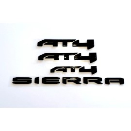 GMC 4PCS Gloss Black AT4 Emblem Sierra Letters Fit GMC Sierra 1500 2500HD 3500HD