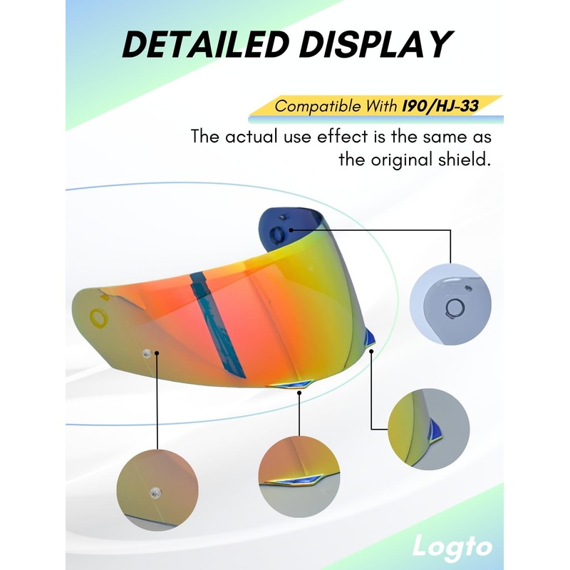 Logto Compatible With HJC i90 Helmet Visor Replacement HJ 33