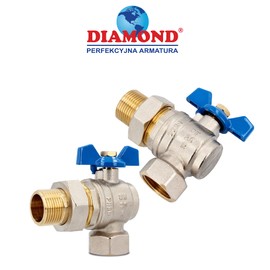 Brass Angle Ball Valve Diameter 1 Inch with Screw Connection DN25 Internal Thread Male Thread & Wing Handle Lever Handle Full Passage Nickel-Plated Corner Stop Valve with Throttle & PTFE Sealing Ring