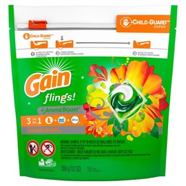 GAIN Flings! Liquid Laundry Detergent Pacs, Island Fresh, 16Count