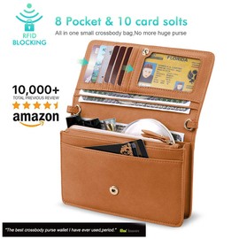 nuoku Women Small Crossbody Bag Cellphone Purse Wallet with RFID Card Slots 2 Straps Wristlet, A- Brown