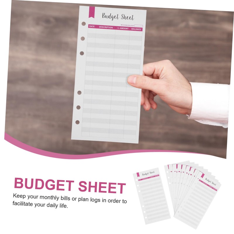 TEHAUX 1set Budget Planner Refills Thick Punched Expense Tracker Sheets
