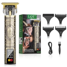 Professional Beard Trimmer for Men, 3-Speed (6500/7000/7500 RPM), Zero Gapped T-Blade Trimmer with LCD Display, Precision Edger for Barber Fades & Grooming,Gifts for Men(Bronze)
