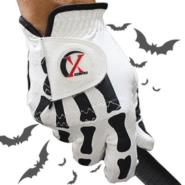 XEIRPRO Skeleton Death Grip Golf Gloves for Men – Funny Golf Gloves for Men – Cool & Tacky Golf Glove 2 Pack – Perfect for Summer & Fall Golfing (White, XX-Large, Right)