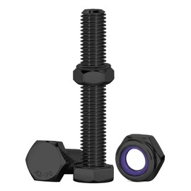 Drenky Black Nuts and Bolts Assortment, 10 Pcs M10 x 50mm Bolts and Lock Nuts Set 304 Stainless Steel Hex Bolt and Nut M10 Machine Screws and Nut for Machinery, Furniture, 3D Printing