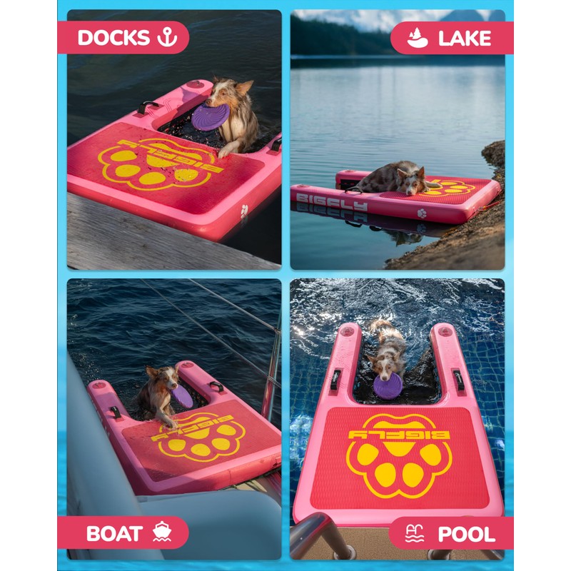 BIGFLY Inflatable Water Ramp for Dogs Pup Plank Dog Float,