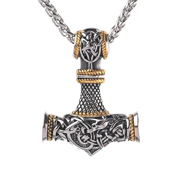 Thor Hammer Necklace, Thor's Hammer Pendant with Celtic Knot, Viking
