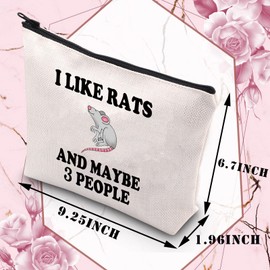 PLITI Rat Makeup Bag Rat Lover Gift Rat Owner Gift Crazy Rat Lady Gift for Women I Like Rats and Maybe 3 People Travel Pouch(I Like RatsU)