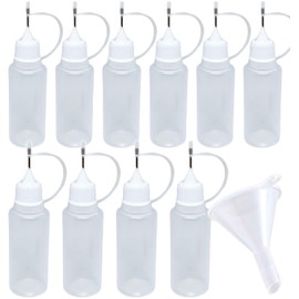 Malonda Needle Bottle, 10 Bottles with Wax (90 Day Warranty), Scrapbooking Supplies, Funnel, Needle Tip, Bond Container, Dropper Bottle, Paint Bottle (0.7 fl oz (20 ml), 10 Bottles (WHITE))