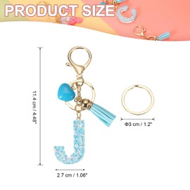 PATIKIL Keychain Keyring Initial Letter with Tassel Cute Decoration Cup Ornament Keychain Decoration for Backpack Handbag Wallet, blue