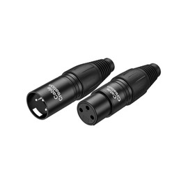 CableCreation 3Pin XLR Male*1 + 3Pin XLR Female*1, Mic Adaptor Connector 2Pair, 1/4 Jacks Male and Female Microphone Audio Jack Charger Connector for Speaker, Mixing Board, Console, Pro Audio Gear