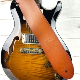 Walker & Williams SL-316 Premium Extra Wide 3" Saddle Tan Full Grain Leather Natural Finish Guitar Strap For Acoustic, Electric, And Bass Guitars