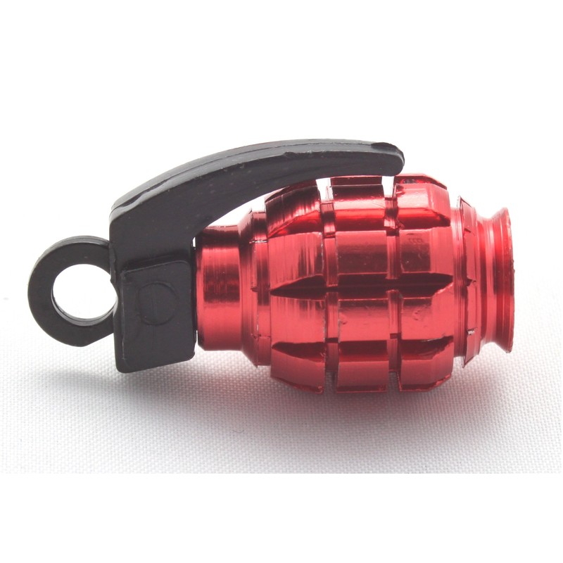 4 x valve caps, hand grenade, colour: red, valve cap,