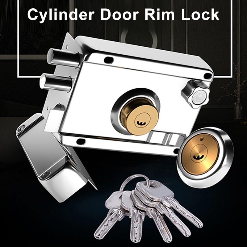 Front Door Lock With Key, Steel Copper Rim Lock for