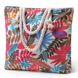 Haiane Strandtasche, Einkaufstasche Faltbar mit Reißverschluss, Wasserdicht Schwimmtasche aus Hochwertigem Canvas, Saunatasche für Strand Reise Einkaufen Spielzeugaufbewahrung Fitnessstudio