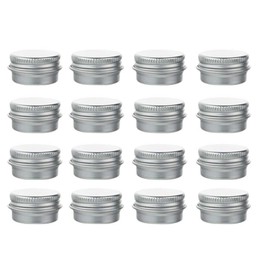 Latas de aluminio plateadas de 5 g con tapón de rosca, botella redonda de lata para cosméticos, bálsamo labial, crema (50 unidades)