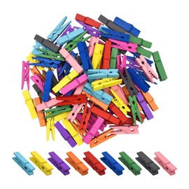 Mini Clothespins Clothes Pins Colored 100PCS, 1.7 Inch Small Wooden Clips, Colorful Tiny Cloth Pin for Crafts, Baby Clothesline, Hanging Photos, Paper, Decorative Picture Clips