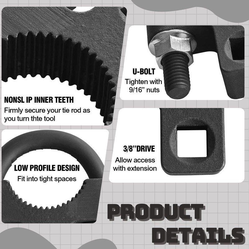 Inner Tie Rod Removal Tool,with Non-Slip Teeth for Inner Tie