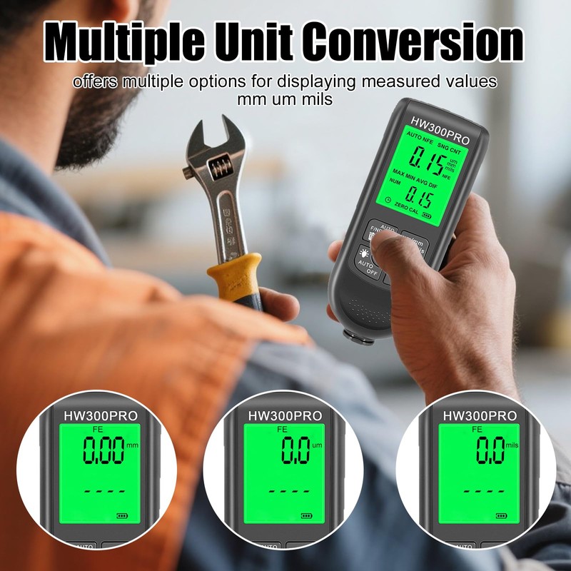 7JI Coating Thickness Gauge, Paint Tester, HW-300PRO, Automotive Coating Thickness