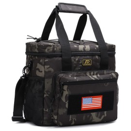 Lunch Box for Men, Tactical Lunch Bag MOLLE Webbing Leakproof Insulated Large Lunch Cooler Women Adult Meal with Adjustable Shoulder Strap Durable Lunch Pail (Camo-Black)
