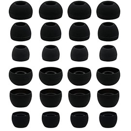 BLLQ 12 Pairs Silicone Replacement Earbud Ear Buds Tips Compatible with Skullcandy Sesh Evo and Other 3.8mm to 5.5mm Nozzle Earbuds Earphones, S/M/L Black